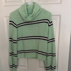 Wild Fable Mint Green Striped Cowl Neck Sweater
